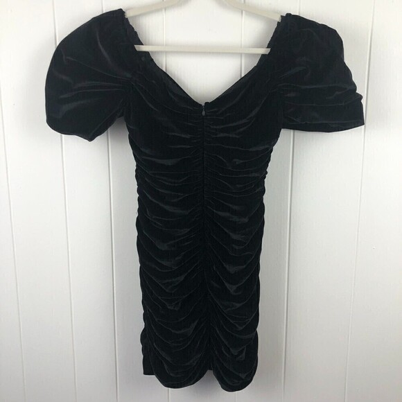 Anthropologie Hutch Womens Ruched Puff-Sleeved Mini Dress Size 4 - Picture 10 of 16